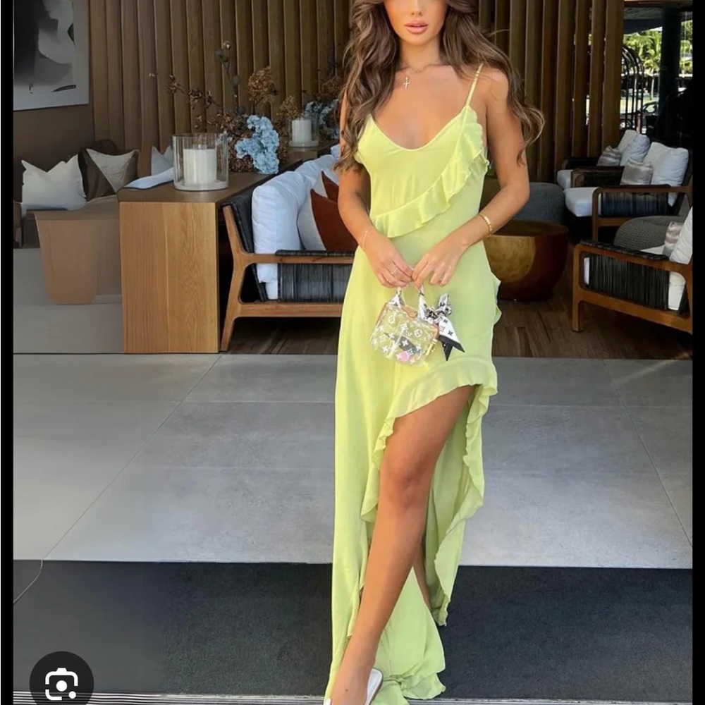 White Fox Boutique Lime Asymmetrical Dress